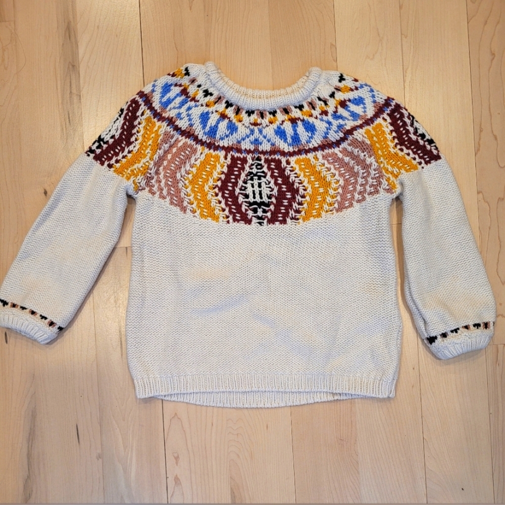 Multicolor Patterned Girls Sweater-Size 5-6